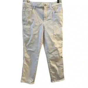 White House Black Market High-Rise Straight Leg Jeans Size 12 White Denim